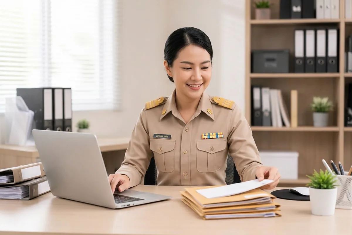 ภาพประกอบ: บุคลากรงานธุรการและสารบรรณกำลังใช้งาน Ekkasarn AI