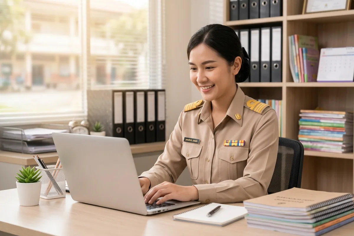 ภาพประกอบ: บุคลากรครูและบุคลากรในโรงเรียนกำลังใช้งาน Ekkasarn AI
